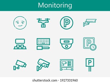 Premium set of monitoring line icons. Simple monitoring icon pack. Stroke vector illustration on a white background. Modern outline style icons collection of Configuration