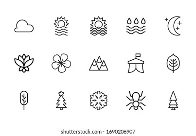 Premium set of nature line icons. Web symbols for web sites and mobile app. Modern vector symbols, isolated on a white background. Simple thin line signs.