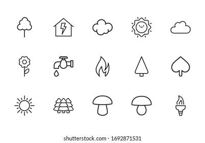 Premium set of nature line icons. Web symbols for web sites and mobile app. Modern vector symbols, isolated on a white background. Simple thin line signs.