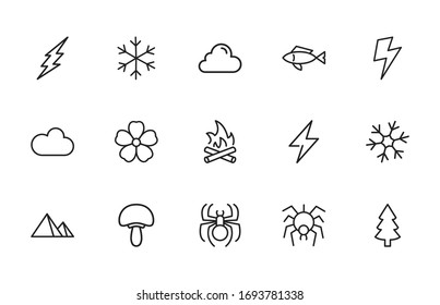 Premium set of nature line icons. Web symbols for web sites and mobile app. Modern vector symbols, isolated on a white background. Simple thin line signs.