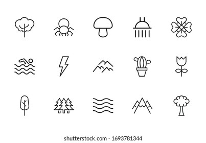 Premium set of nature line icons. Web symbols for web sites and mobile app. Modern vector symbols, isolated on a white background. Simple thin line signs.