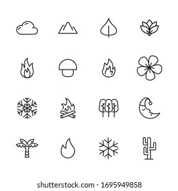 Premium set of nature line icons. Web symbols for web sites and mobile app. Modern vector symbols, isolated on a white background. Simple thin line signs.