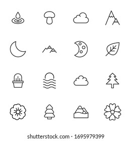 Premium set of nature line icons. Web symbols for web sites and mobile app. Modern vector symbols, isolated on a white background. Simple thin line signs.