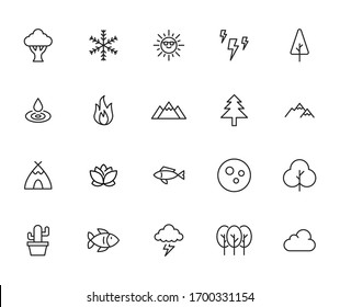 Premium set of nature line icons. Web symbols for web sites and mobile app. Modern vector symbols, isolated on a white background. Simple thin line signs.
