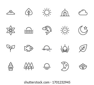 Premium set of nature line icons. Web symbols for web sites and mobile app. Modern vector symbols, isolated on a white background. Simple thin line signs.