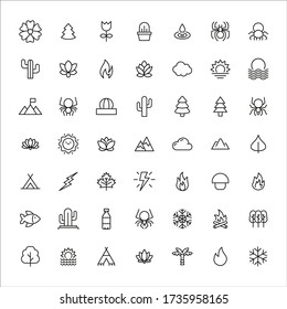 Premium set of nature line icons. Web symbols for web sites and mobile app. Modern vector symbols, isolated on a white background. Simple thin line signs.
