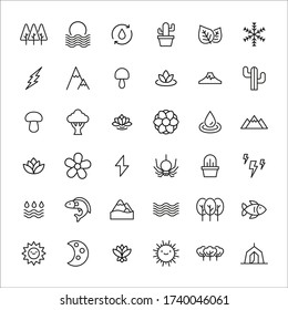 Premium set of nature line icons. Web symbols for web sites and mobile app. Modern vector symbols, isolated on a white background. Simple thin line signs.