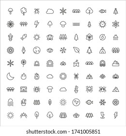 Premium set of nature line icons. Web symbols for web sites and mobile app. Modern vector symbols, isolated on a white background. Simple thin line signs.