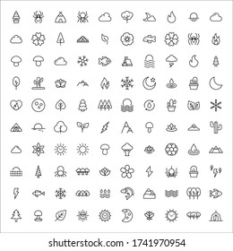 Premium set of nature line icons. Web symbols for web sites and mobile app. Modern vector symbols, isolated on a white background. Simple thin line signs.