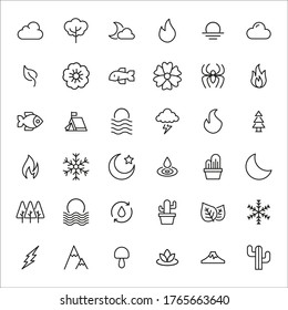 Premium set of nature line icons. Web symbols for web sites and mobile app. Modern vector symbols, isolated on a white background. Simple thin line signs.