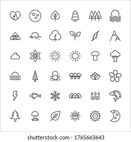 Premium set of nature line icons. Web symbols for web sites and mobile app. Modern vector symbols, isolated on a white background. Simple thin line signs.