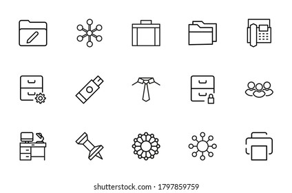 Premium set of office line icons. Web symbols for web sites and mobile app. Modern vector symbols, isolated on a white background. Simple thin line signs.