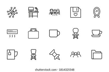 Premium set of office line icons. Web symbols for web sites and mobile app. Modern vector symbols, isolated on a white background. Simple thin line signs.