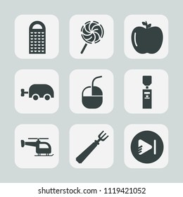 Premium set of outline, fill icons. Such as water, food, fork, play, kitchen, white, candy, internet, kid, cooking, lolly, healthy, fresh, carriage, gallon, technology, mouse, colorful, vegetarian