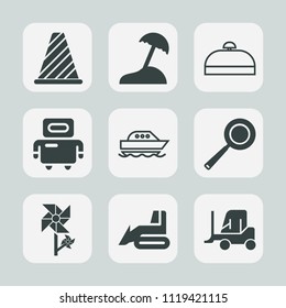 Premium set of outline, fill icons. Such as luggage, truck, nature, island, transportation, yacht, beach, bulldozer, street, futuristic, road, kitchen, robot, floral, blossom, white, transport, car