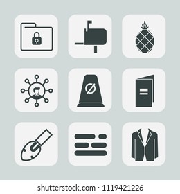 Premium set of outline, fill icons. Such as exotic, post, shovel, book, equipment, food, fresh, street, business, protection, layout, white, sign, delivery, safety, brochure, construction, data, paper