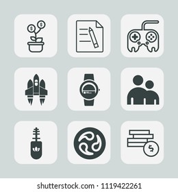 Premium set of outline, fill icons. Such as button, human, background, file, success, cash, brush, money, page, gadget, rocket, finance, bank, mon, paperwork, smart, spaceship, arrow, people, business