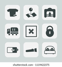Premium set of outline, fill icons. Such as shirt, lamp, location, clothes, fashion, map, travel, transport, place, power, delivery, closed, energy, holiday, pin, christmas, furniture, night, double