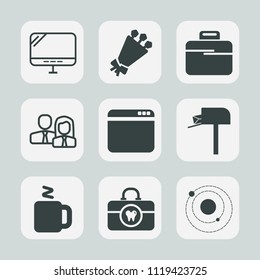Premium set of outline, fill icons. Such as pink, web, blossom, galaxy, bouquet, cup, beautiful, mailbox, laptop, planet, box, clean, brush, health, flower, browser, screen, computer, sign, monitor