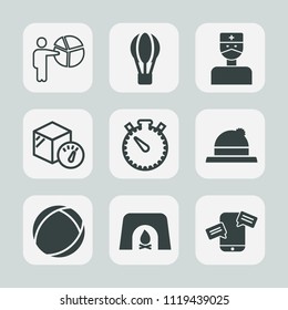 Premium set of outline, fill icons. Such as male, balloon, meeting, phone, business, female, medical, time, warm, hospital, doctor, presentation, air, style, parachute, transport, medicine, timer, hot