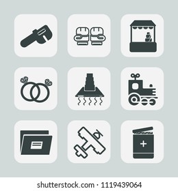 Premium set of outline, fill icons. Such as customer, document, store, airplane, toy, training, boxing, competition, file, fight, protection, food, shop, diamond, grocery, wrench, medical, locomotive