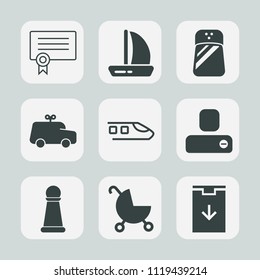 Premium set of outline, fill icons. Such as stroller, sea, boat, piece, wind, strategy, food, spice, social, honor, sail, pepper, game, chess, baby, carriage, ship, person, award, contact, certificate