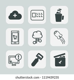 Premium set of outline, fill icons. Such as security, phone, mobile, potato, toy, espresso, tea, lock, protection, bank, kitchen, online, cup, beverage, technology, hot, desktop, web, app, add, drink