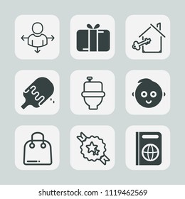 Premium set of outline, fill icons. Such as cute, tourism, childhood, retail, document, christmas, sale, box, estate, decorative, bathroom, fashion, passport, immigration, restroom, food, wc, road