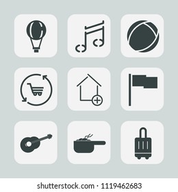 Premium set of outline, fill icons. Such as new, ball, sport, parachuting, sphere, food, air, flag, shop, sky, guitar, pot, graphic, bag, luggage, market, parachute, jump, dinner, skydiving, music