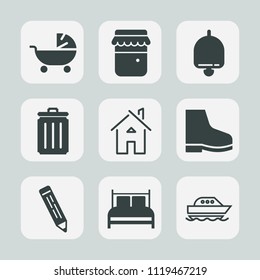 Premium set of outline, fill icons. Such as toddler, mother, food, ring, bell, organic, child, sound, family, carriage, pot, bed, pram, estate, fashion, boat, sweet, kid, healthy, home, water, can