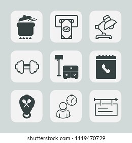 Premium Set Of Outline, Fill Icons. Such As Lamp, Poster, Bank, Food, Internet, Time, Meal, Credit, Interior, Meat, Furniture, Diet, Home, Blank, Lunch, Pot, Money, Sign, Billboard, Stew, Clock, Gym