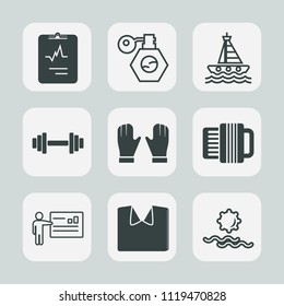 Premium set of outline, fill icons. Such as cosmetic, container, speed, liquid, business, sunrise, cruise, heart, gym, boat, blue, presentation, sea, accordion, vessel, fitness, businessman, medical