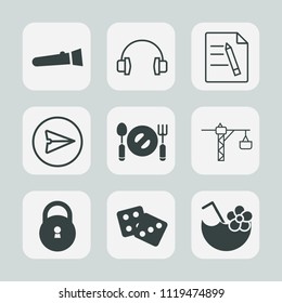Premium set of outline, fill icons. Such as technology, gambling, device, construction, casino, cocktail, success, electric, drink, dice, audio, knife, email, summer, communication, sign, light, lamp