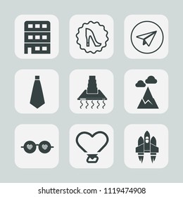 Premium set of outline, fill icons. Such as building, smartphone, fashion, rocket, elegance, bank, tie, city, beautiful, suit, hippie, footwear, space, business, technology, architecture, send, sky