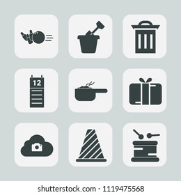 Premium set of outline, fill icons. Such as street, celebration, gift, hobby, instrument, competition, game, recreation, agenda, cloud, sand, child, dinner, background, present, pot, sport, bowling