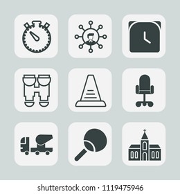 Premium set of outline, fill icons. Such as communication, tennis, religious, zoom, equipment, building, display, sport, religion, cutout, step, vision, table, travel, architecture, clock, minute, up