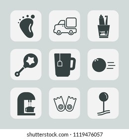 Premium set of outline, fill icons. Such as delivery, rattle, sea, small, sport, toothbrush, foot, hygiene, underwater, summer, love, fun, tooth, traffic, mother, vehicle, newborn, espresso, cargo