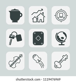 Premium set of outline, fill icons. Such as technology, car, violoncello, concept, hot, teapot, beverage, market, world, spaceship, customer, auto, property, planet, automobile, increase, estate, tea
