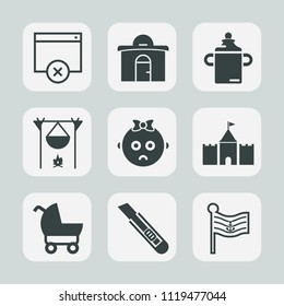 Premium set of outline, fill icons. Such as cute, internet, business, web, flame, nutrition, concept, fireplace, cutter, child, pram, sad, home, architecture, real, construction, sign, stroller, city