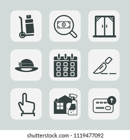 Premium set of outline, fill icons. Such as currency, finance, home, time, concept, timetable, medical, finger, container, hand, cargo, surgery, transportation, box, hat, weight, cleaner, truck, money