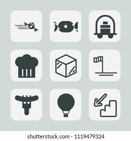 Premium set of outline, fill icons. Such as baggage, service, dinner, sausage, blue, package, transportation, up, trip, departure, flight, restaurant, baja, downstairs, lollipop, box, airplane, mexico