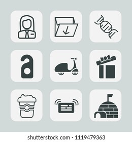 Premium set of outline, fill icons. Such as dna, waste, privacy, igloo, container, cup, arctic, employer, ecology, employment, gift, notification, holiday, pollution, bicycle, bike, sport, recruitment