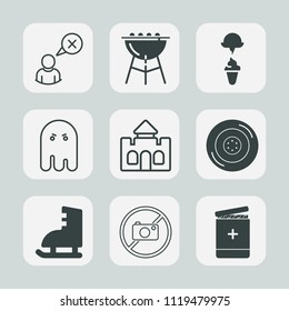 Premium set of outline, fill icons. Such as ice, grilled, tower, sign, barbecue, sport, cold, internet, bbq, ghost, technology, horror, grilling, sweet, machine, halloween, architecture, meat, scary