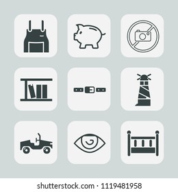 Premium set of outline, fill icons. Such as ocean, no, vehicle, book, education, car, body, library, economy, pinafore, eye, uniform, home, chef, light, human, banking, protective, money, beacon, pig