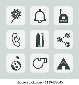 Premium set of outline, fill icons. Such as globe, mobile, sport, communication, health, sweet, camp, toothpaste, whistle, colorful, hygiene, technology, share, candy, ring, stick, cell, call, young