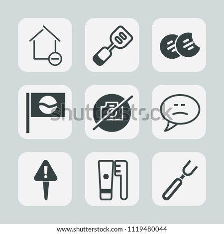 Premium set of outline, fill icons. Such as brush, chat, no, spoon, dessert, exclamation, asia, box, speech, photo, kitchen, fork, danger, bubble, apartment, care, snack, camera, spatula, new, sign