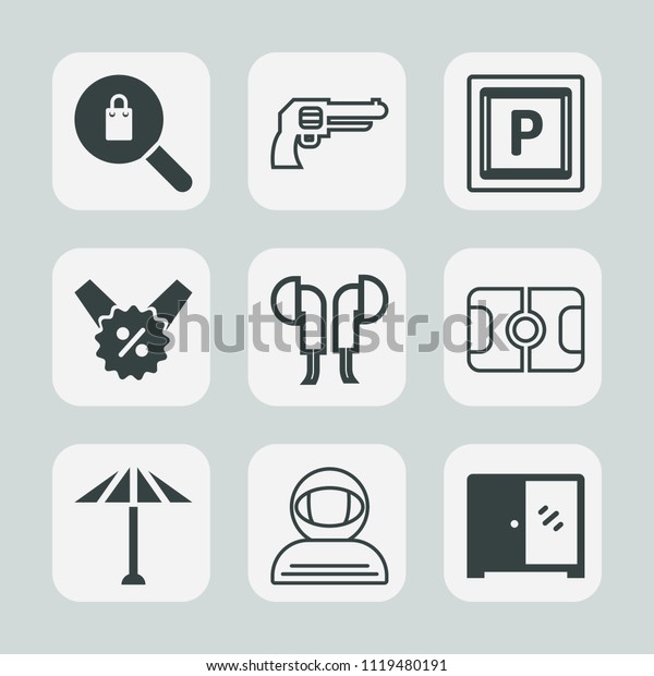 Premium set of outline, fill icons. Such as\
culture, female, percent, store, spacesuit, gun, revolver, sound,\
sign, price, casual, space, furniture, woman, astronaut, vehicle,\
wagasa, sale, shopping