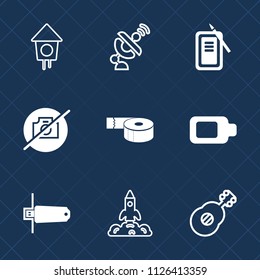 Premium set of outline, fill vector icons. Such as card, bird, energy, spring, sign, memory, flash, japan, birdhouse, dish, picture, office, ink, space, earth, global, sticky, wireless, guitar, home