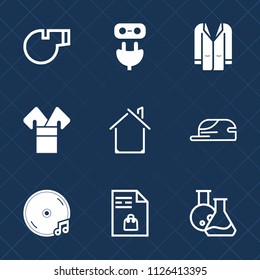 Premium set of outline, fill vector icons. Such as plug, equipment, adapter, fashion, album, medicine, laboratory, cap, sound, technology, traditional, tool, power, energy, estate, game, connect, list