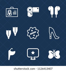 Premium set of outline, fill vector icons. Such as people, photography, profile, summer, flipper, equipment, high, female, digital, sign, human, music, insect, person, star, shoe, camera, style, sport